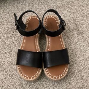 Black sandal espadrille wedges